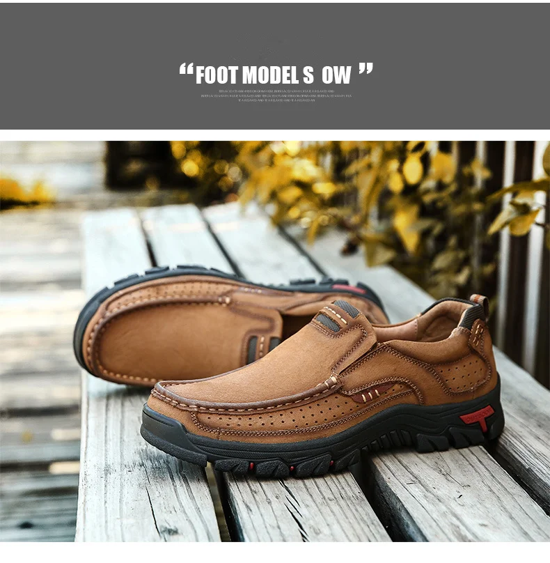 New Outdoor Hiking Shoes Breathable Sport Sneakers for Men Genuine Leather Causal Shoes Comfortable Trekking Shoes  (4)