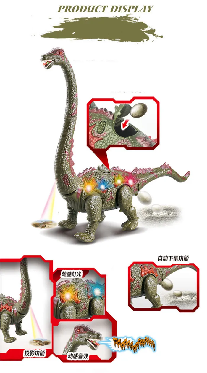 Children Toys Electric Walking Dinosaur Toy Long Neck Lay Eggs Projection Lights Roar Sounds Kids Christmas Birthday Gifts