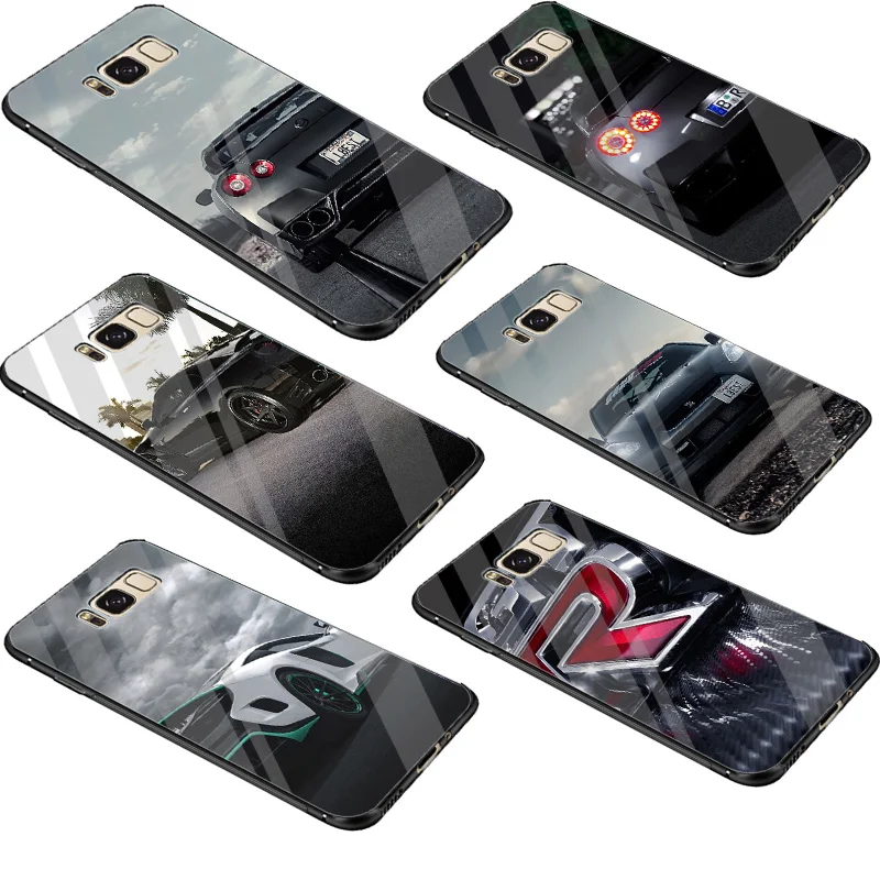 

GTR SPORT CAR Tempered Glass Case Mirror For Samsung Galaxy A10 A20 A30 A40 A50 A60 A70 S7 Edge S8 S9 Plus Note 8 9 S10 Cover