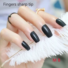 24pcs Hot sell fashion Long section Square head candy false nails decoration black M B