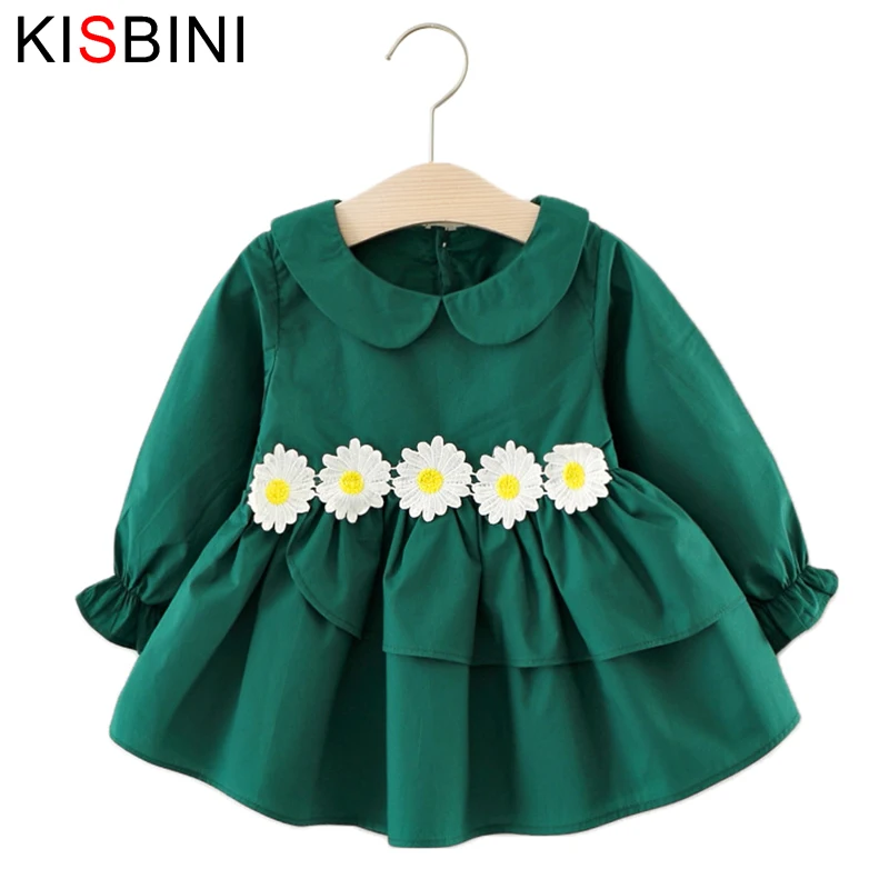 Kids Baby Girl Dress Long Sleeve Party Cat Print Ruffle Dresses Children Clothes