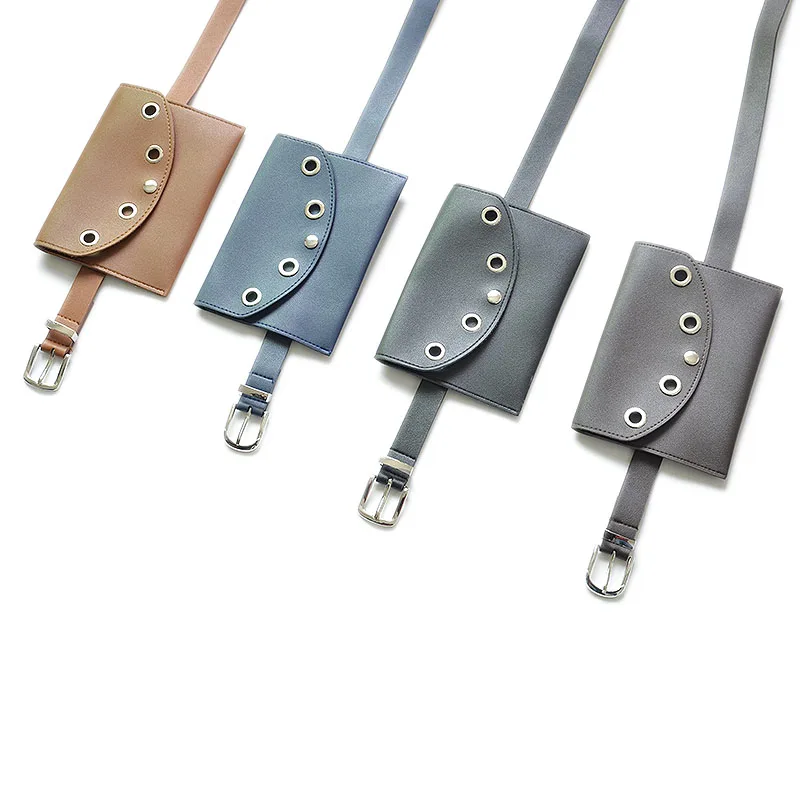 

Luxury High Quality Ladies Pin Buckle Imitation Leather Mini Wallets Fashion Pocket Punk Style Round Buckle Decorative Bg-598