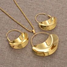 Anniyo Африканский большой кулон ожерелья серьги набор украшений для женщин золото Цвет Fulani Эфиопский Свадебная вечеринка подарки#213406