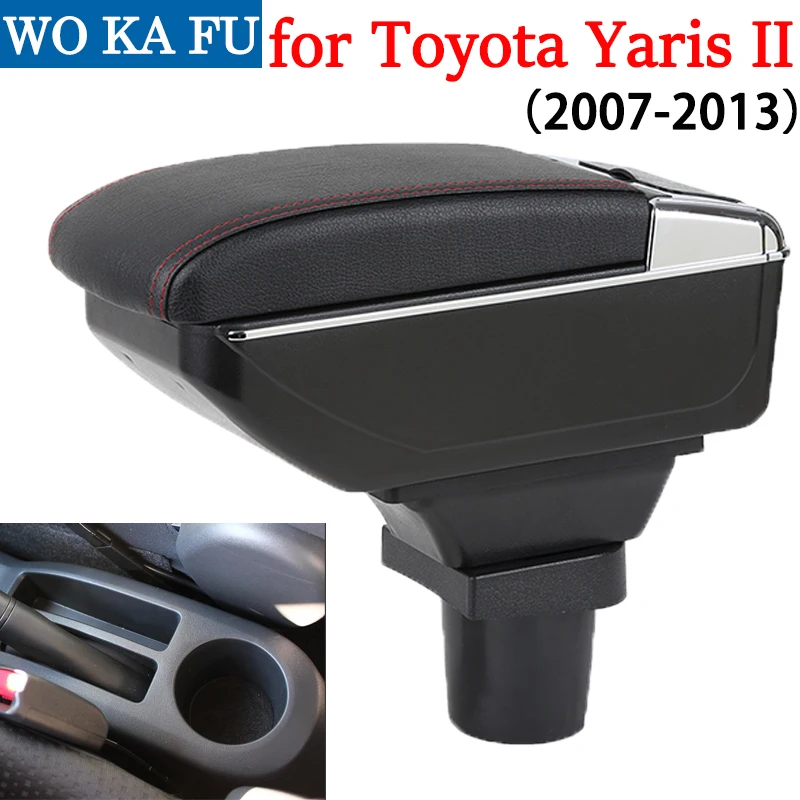 

for Toyota Yaris II armrest box universal car center console caja modification accessories double raised with USB