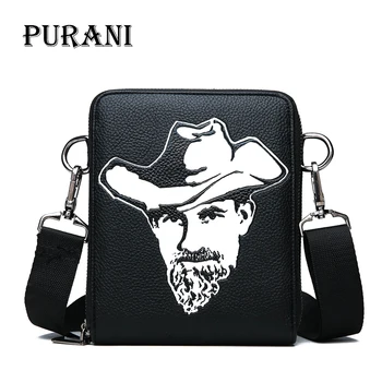 

PURANI Fashion Men Bags Leather Male Bag Double Zipper Men Messenger Bags Promotional Small Crossbody Shoulder Bag Man Handbag