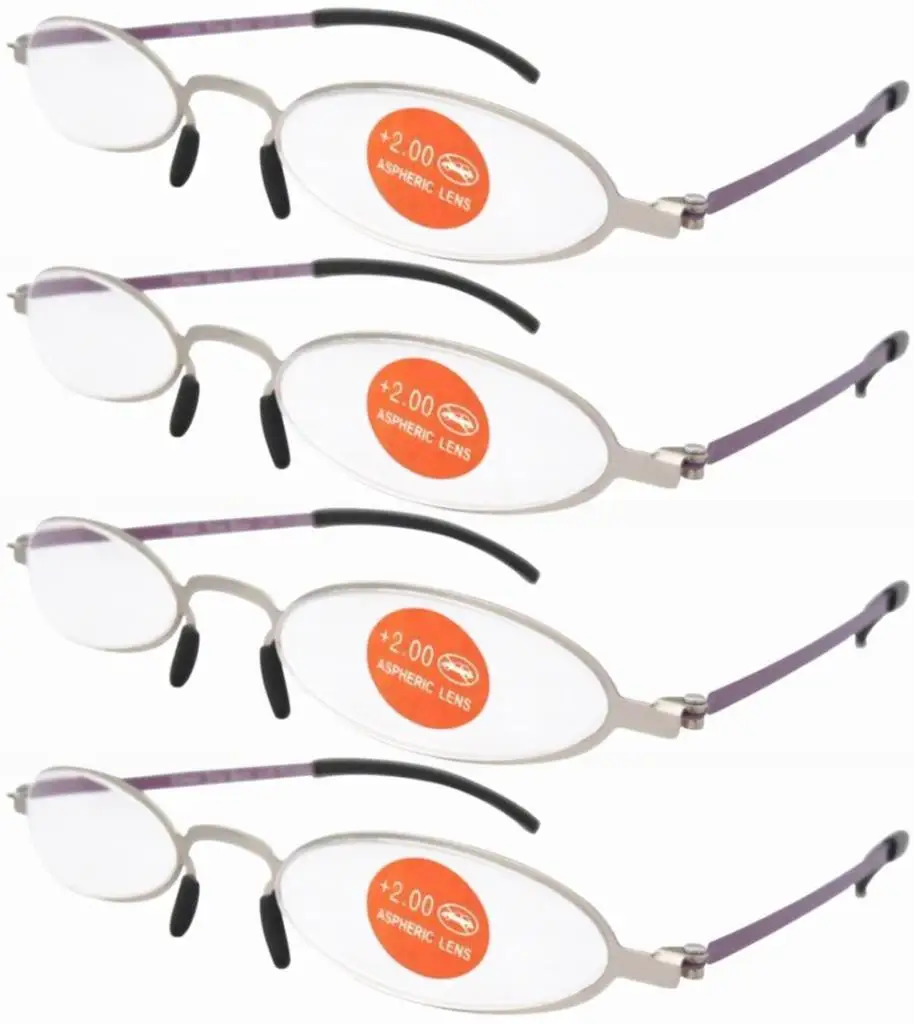 R12002 серебристо-фиолетовый 4-пакет Нержавеющая сталь двойной Цвет Рамки Очки для чтения для женщин