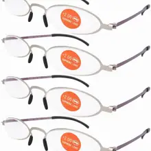 R12002 серебристо-фиолетовый 4-пакет Нержавеющая сталь двойной Цвет Рамки Очки для чтения для женщин