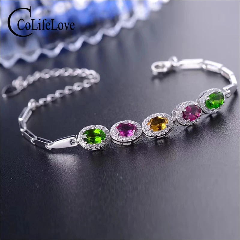 100% real tourmaline bracelet for woman natural multicolor tourmaline silver bracelet 925 sterling silver tourmaline jewelry 100% real tourmaline bracelet for woman natural multicolor tourmaline silver bracelet 925 sterling silver tourmaline jewelry
