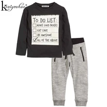 KEAIYOUHUO/комплекты одежды для малышей комплекты детской одежды осенний спортивный костюм с длинными рукавами футболка с надписью+ штаны комплекты одежды для мальчиков из 2 предметов