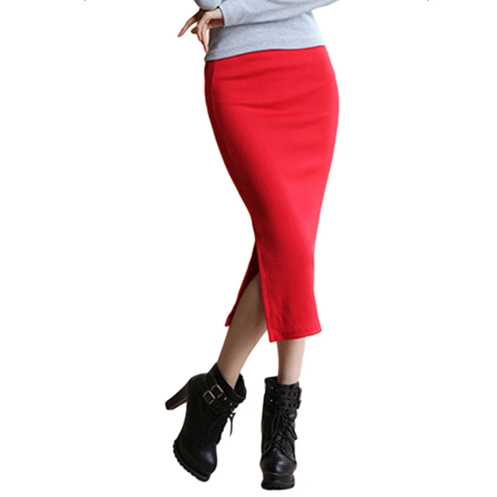 LVOERTUIG для женщин пикантные Однотонная юбка средний облегающий талию, бедра Вечеринка клуб (красный)