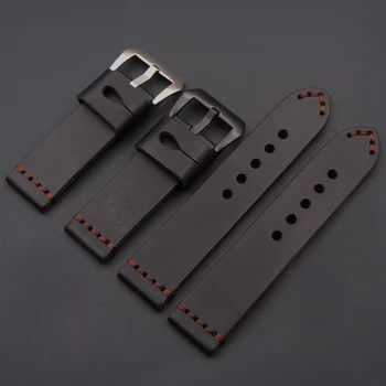 Correas de cuero negro para Relojes Omega Fossil Seiko PAM111, 20, 22, 24mm, hebilla de acero inoxidable, novedad de 2020