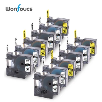 

12 Pieces Compatible Dymo D1 Label Tapes 45010 45013 45018 12mm Printer Ribbons Black on Clear/White/Yellow For dymo Labeller