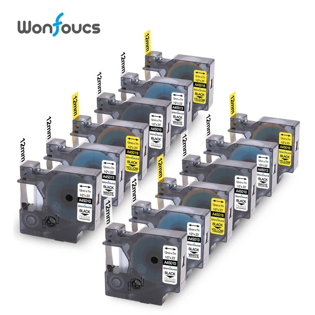 Special Offers 12 Pieces Compatible Dymo D1 Label Tapes 45010 45013 45018 12mm Printer Ribbons Black on Clear/White/Yellow For dymo Labeller Special Offers 12 Pieces Compatible Dymo D1 Label Tapes 45010 45013 45018 12mm Printer Ribbons Black on Clear/White/Yellow For dymo Labeller