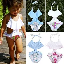 Летний купальный костюм раздельный Цельный купальник для девочек Детский милый раздельный купальник с цветочным узором для девочек