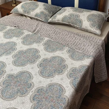 

Free shipping American cotton 3pcs washed bohemian patchwork quilt colcha full/queen size aircondition bed cover/bedspread bubu
