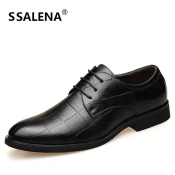 

Man Leather Lace-Up Dress Business Shoes Pointed Toe Wedding Formal Shoes Male Flat Classic Oxford Flat Shoes AA12134