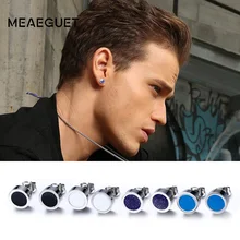 Meaeguet, трендовые стильные мужские маленькие серьги-гвоздики, круглые серьги из нержавеющей стали для женщин и мужчин, вечерние серьги с эмалью, ювелирные изделия
