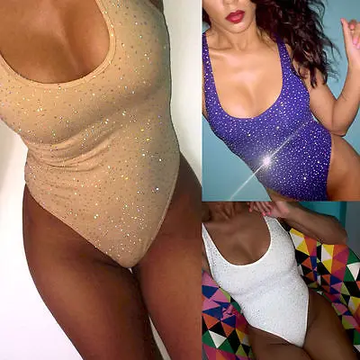 

Women's One-Piece Suits Swimsuit Solid Color With Drill Push Up Padded Bikini Bathing Summer Women Beachwear