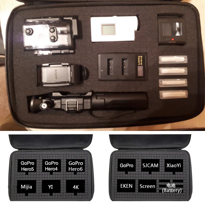 DIY سفر حقيبة حقيبة للتخزين ل gopro hero 7 6 5 4 جلسة Xiaomi يي 4 K Mijia SJCAM EKEN سوني x3000 كاميرا رياضية صندوق مقاوم للماء