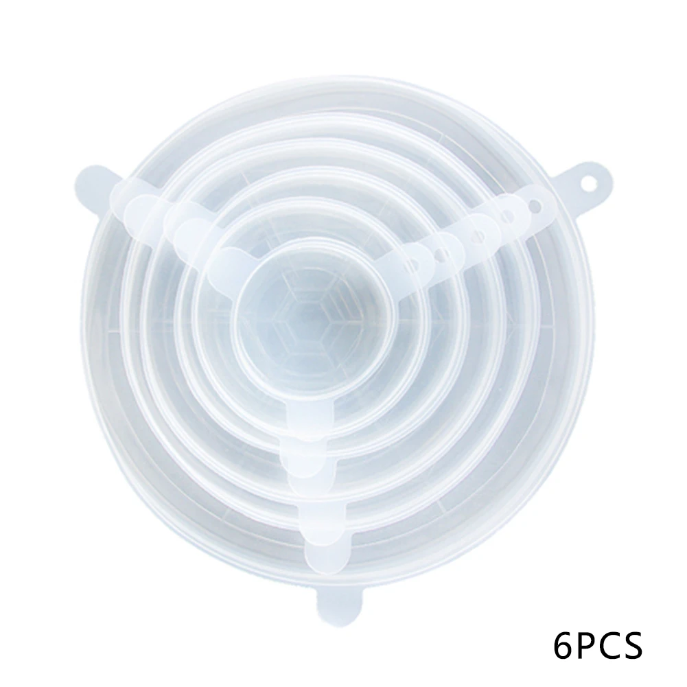 6 шт силикона свежего хранения уплотнение крышки крышка контейнер для хранения еды Крышка силиконовая пластиковая обертка