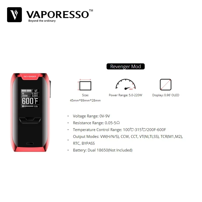 Vaporesso Revenger 220W TC Box Mod Kit 5ML Vape Tank Vaporizer Electronic Cigarette Vaper Elektronik Sigara 510 Vaporizador Vaporesso Revenger 220W TC Box Mod Kit 5ML Vape Tank Vaporizer Electronic Cigarette Vaper Elektronik Sigara 510 Vaporizador