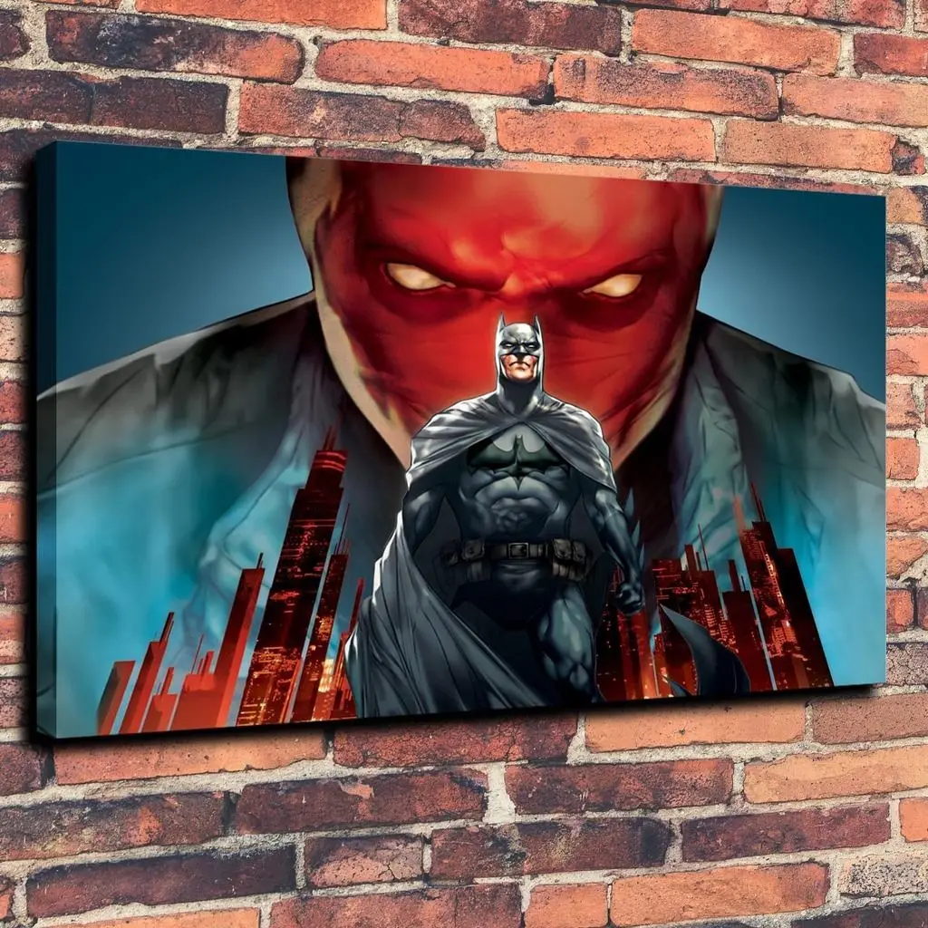 Wall Decor Art Quality Canvas Print Oil Painting Batman Under The Red