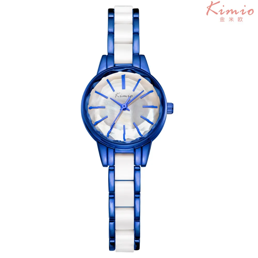 

Kimio Fashion White Ceramic Water Resistant Business Dress Women Man Wristwatches Lady Gaga Couple Gift Rhinestone Casual Watch