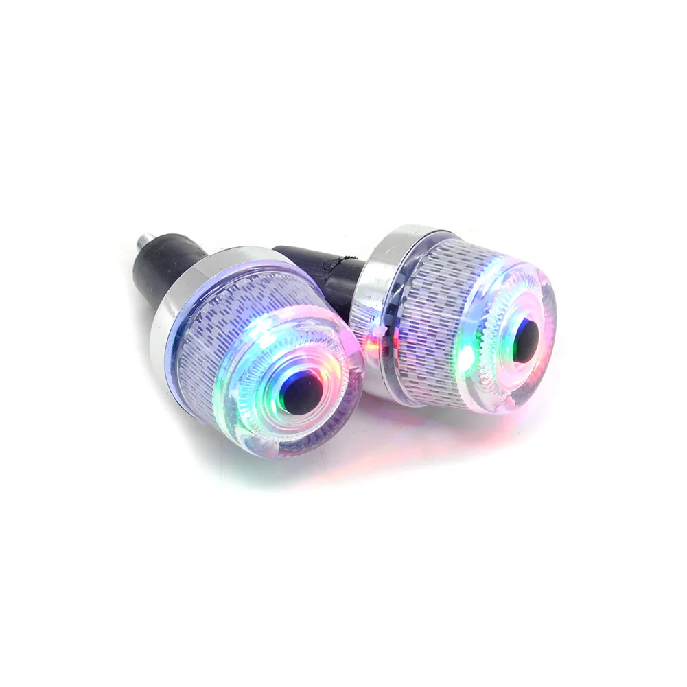 Flash Deal Sales Colorful 2Pcs/Set Waterproof Bike Bicycle Motorcycle  End LED Plug Lights with RGB LED Flash Lamps for 7/8 inch 5