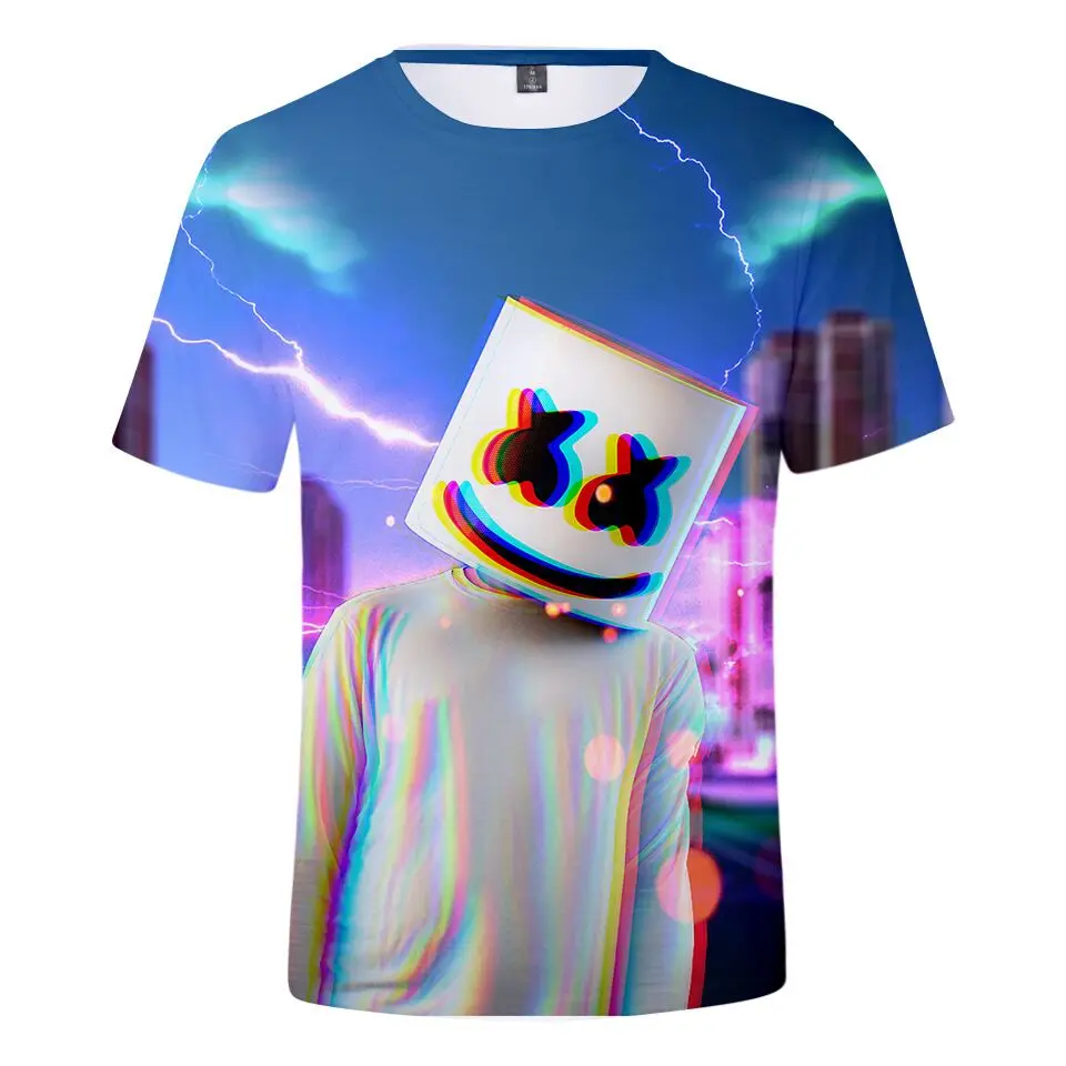 

4-20 Summer 2019 Music DJ Marshmello Shirt 3d Full Print Kids T-Shirt Summer Short Sleeve T Shirt Tee Tops Streetwear