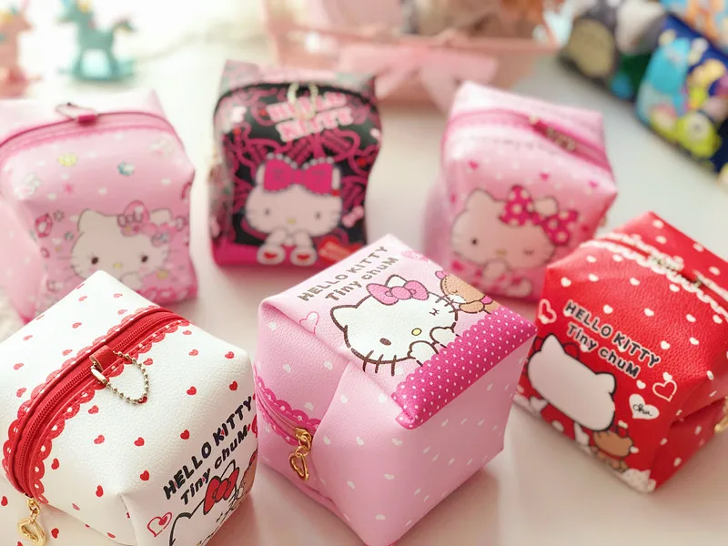 Новинка Hello kitty PU квадратная сумка для хранения на молнии квадратная косметичка EX-9658