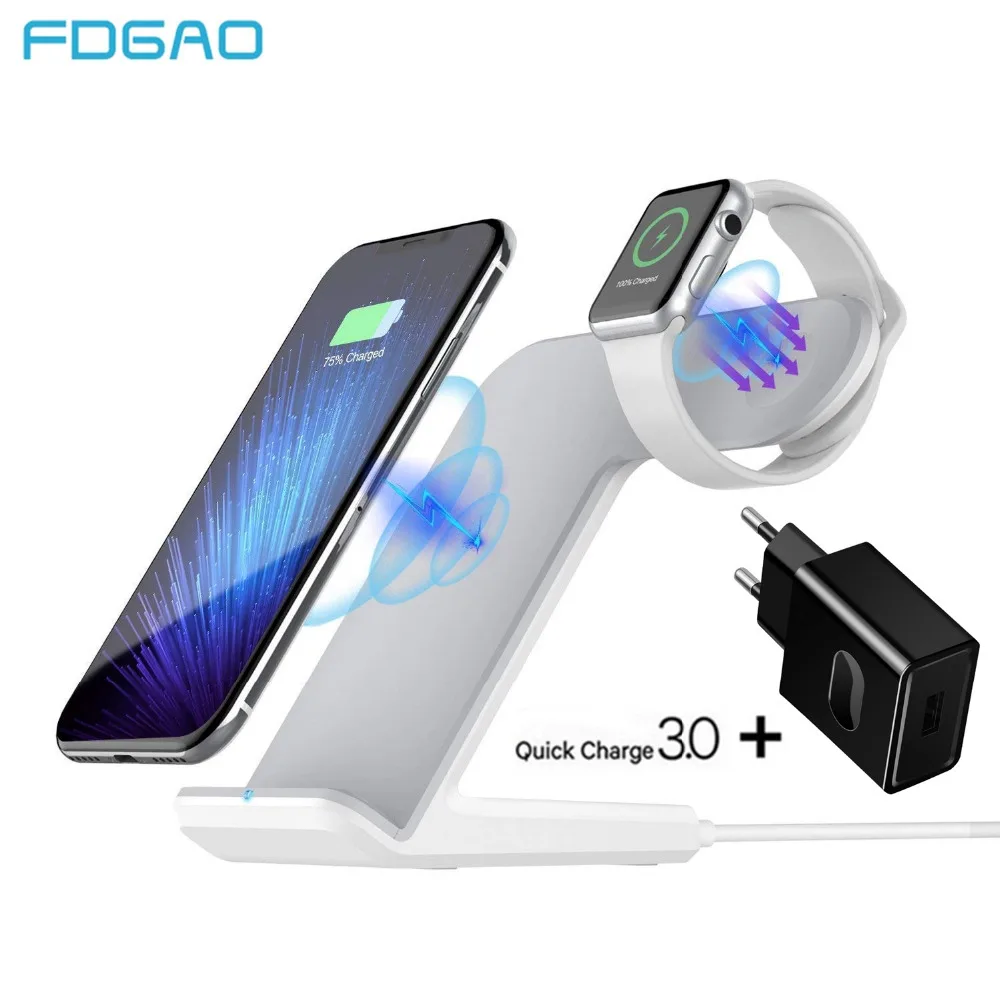 FDGAO Qi Wireless Charger For Apple Watch 2 3 4 For iPhone