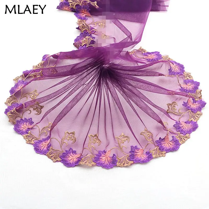 

Free shipping 2yards/lot 7.49 Inches Wide Embroidered Tulle Lace trim mesh lace trim~Pink + purple ~lovely~High Quality