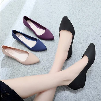 Women's work shoes 2019 autumn new pointed sandals solid color wedge shoes casual comfortable home platform Full rubber shoes 2