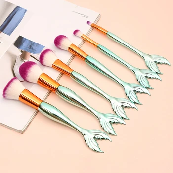 

High Quality Mermaid Brushes Set Make Up Kit Cosmetic Tool for Facial Foundation Eyeliner Concealer 6 pcs Makeup Brushes Kit