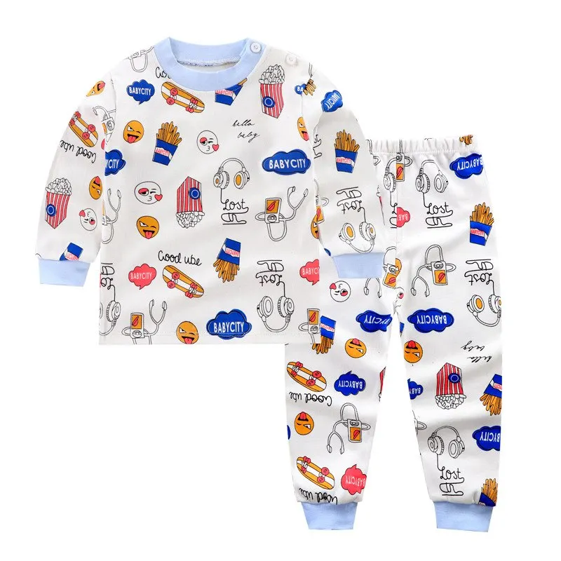 Г. Новые детские пижамные комплекты для мальчиков и девочек Милая футболка с длинными рукавами и принтом с героями мультфильмов топы и штаны осенняя одежда для сна для малышей - Цвет: Style 11