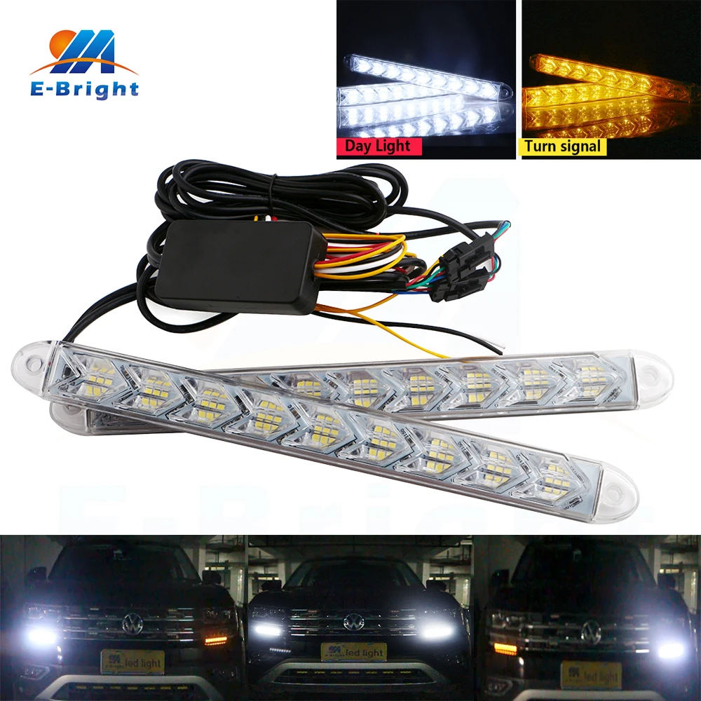 2 шт. (1 пара) 2835 6/9/12 SMD 6 Вт 9 12 белый Янтарный последовательный DRL указатель поворота