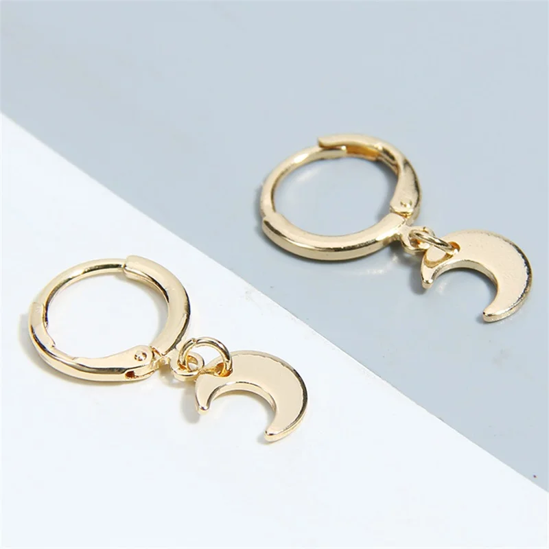 

Gold Color Small Moon Hoop Earrings For Women Ear Piercing Huggie Round Circle Hoops Earring Fashion Jewelry Womens Jewellery