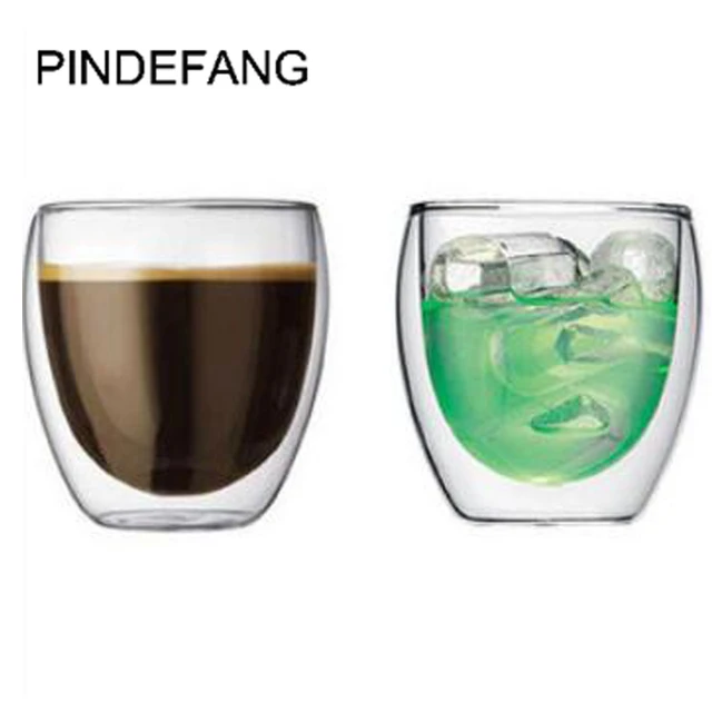 Pindefang 2pieces 250ml Double Wall Heat Insulated Gl Coffee Mug Pindefang 2pieces 250ml Double Wall Heat Insulated Gl Coffee Mug Novelty Daily Drinkware Juice Water Tea