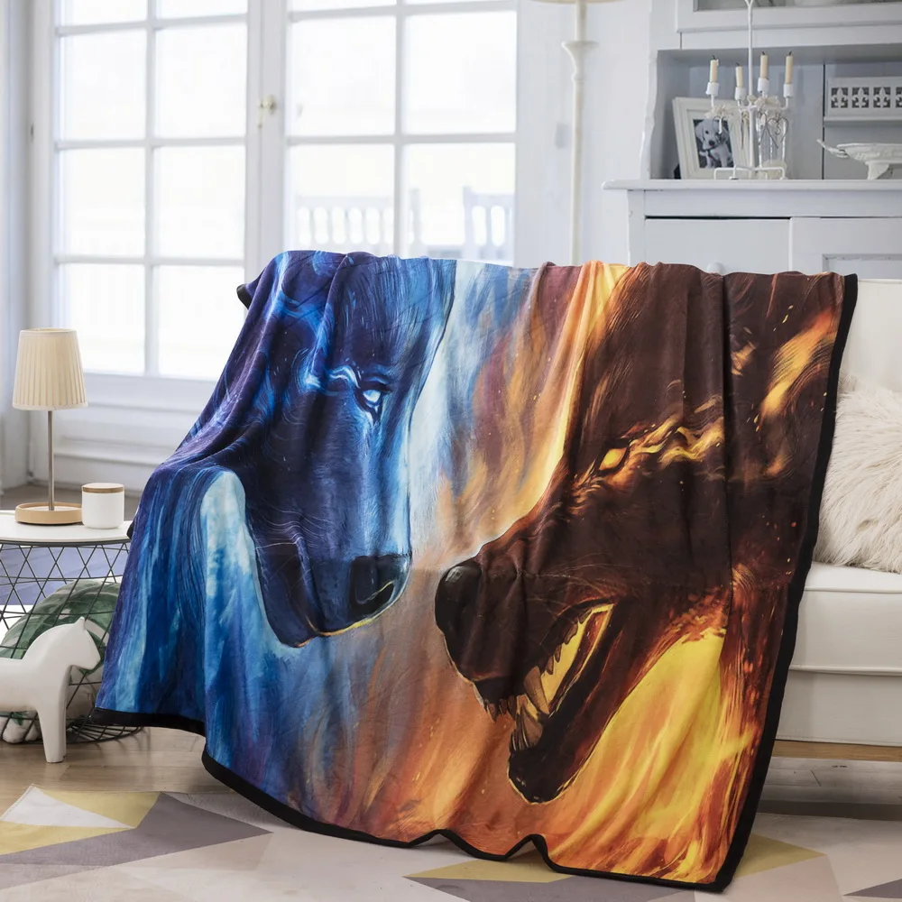 

BEST.WENSD Wolf lion tiger,blankets comfortable Plush Throw Blanket quality Double Animal 3d Blanket for Couch Throw Travel new