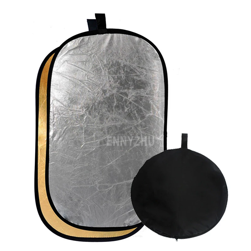 

Godox 60*90cm/24x35" 90*120cm/35x47" 100*150cm/39*59" 2 in 1 Studio Collapsible Gold & Silver Disc Reflector +Carrying Bag