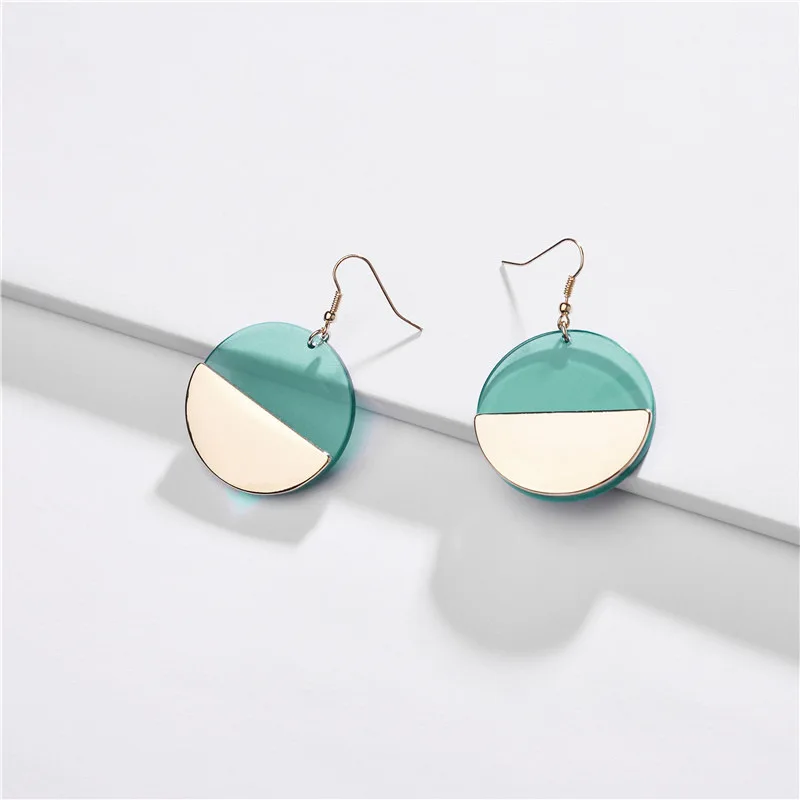 

3 Colors Transparent Colorized Acrylic Acetate Sheet Charms Earrings Gold Hook Fashion Brand Women Jewelry Dangle Earrings