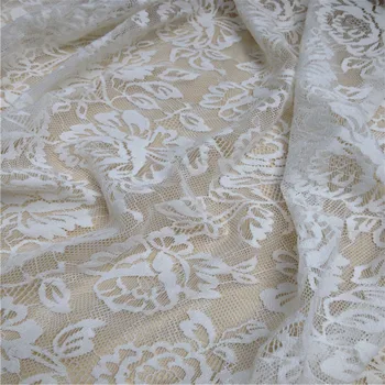 

140cm wide white elastic soft and comfortable lace fabric for dress shirt