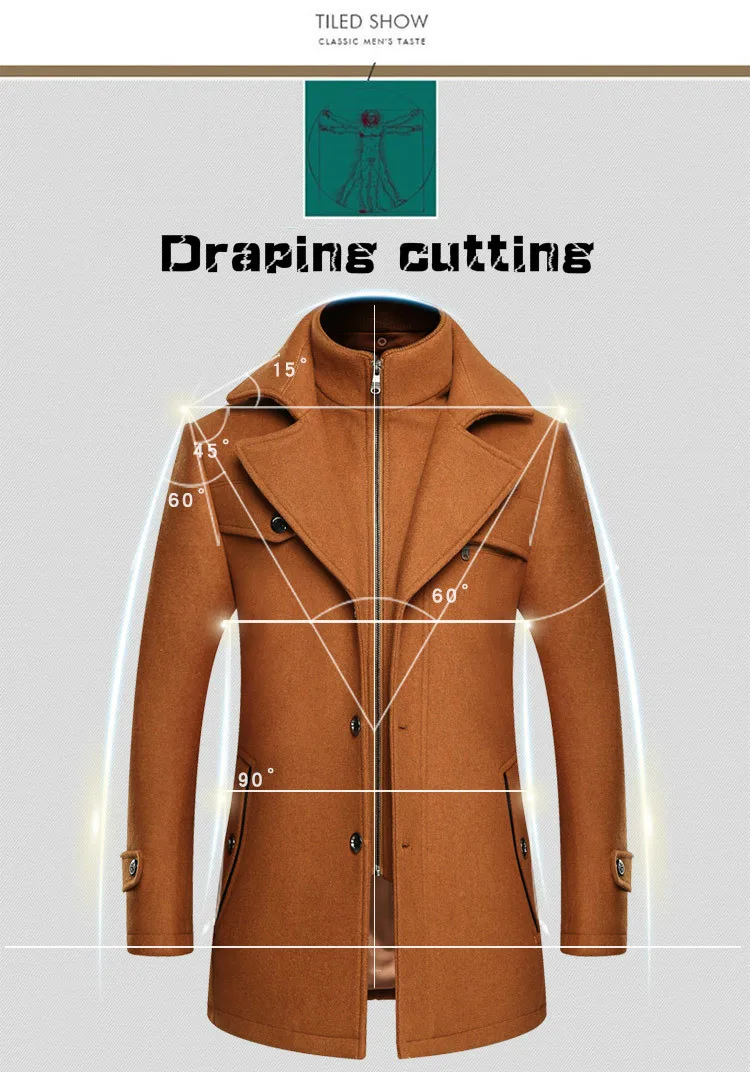 Autumn Winter Yellow Woolen Coat Male Slim Large Size Windbreaker Men Thick Extra Long Wool Coat Mens Casual Overcoat 3xl 4xl