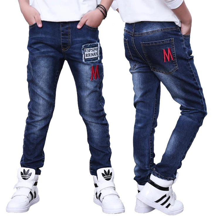 Г. Детские джинсовые штаны узкие прямые джинсы для мальчиков, Детские модные джинсовые темно-синие дизайнерские штаны 456789 10 11 12 13 14 лет