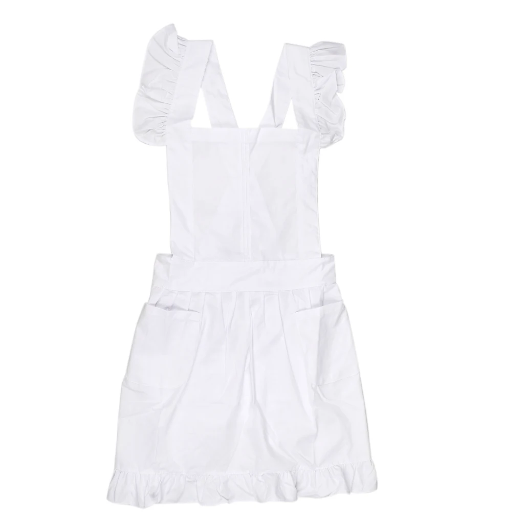 White Full Apron Pinafore Pinny Smock Lace Victorian Maid Fancy Dress Party Banquet