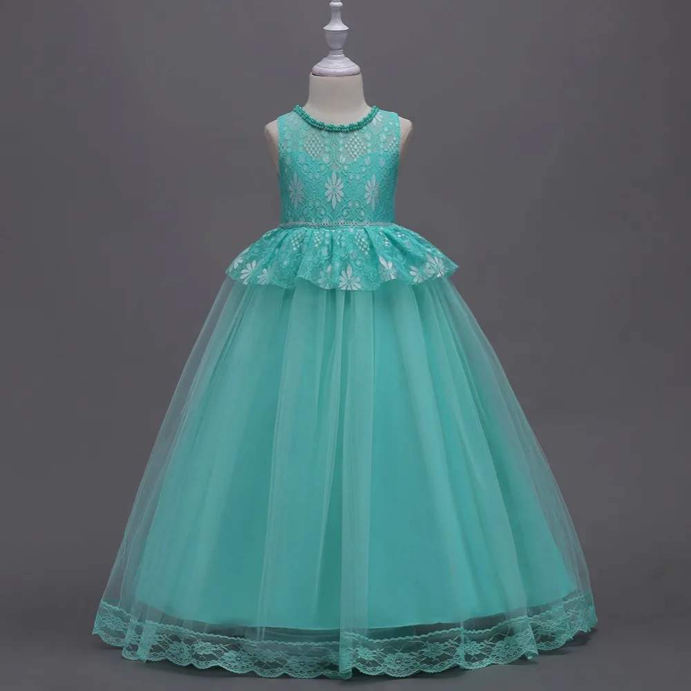 Elegant Rhinestone Mesh Pleated Puffy Flower Girl Birthday Wedding