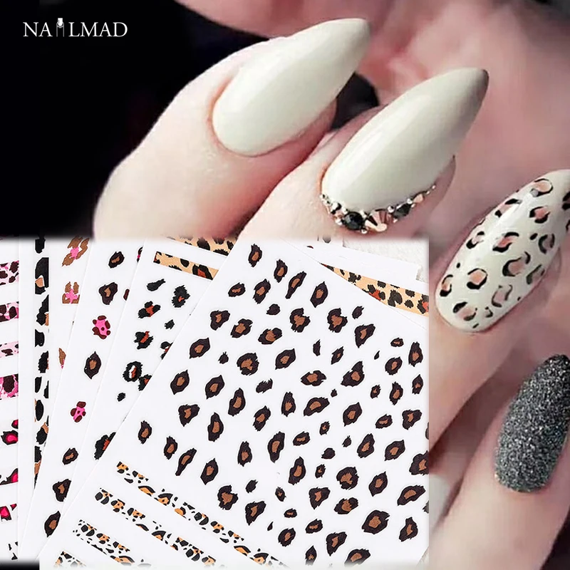 

1pc Leopard Printed 3D Nail Art Stickers Manicure Adhesive Transfer Decals Pink Leopard Sticker Decals