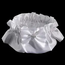 Свадебная эластичная атласная Хрустальный бант ножка набедренная повязка кольцо Белый