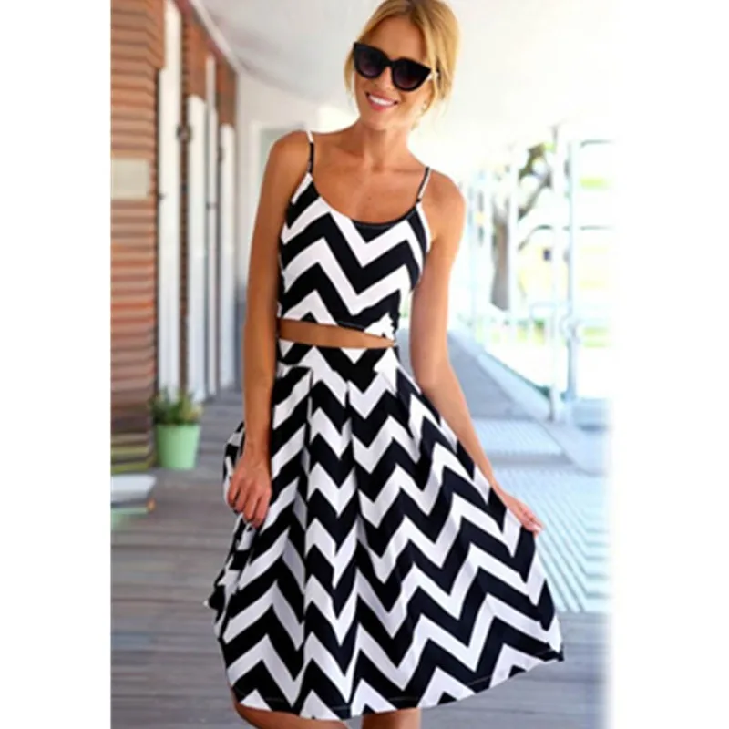 L27864 Wavy Striped Crop Top and Skirt Suit Woman Skirt Set Cocktail Party Evening New Design Fashion Sexy Dress Ladies Summer Clothes 800x800