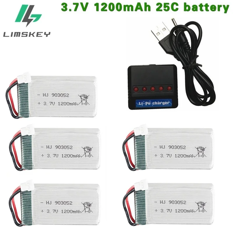 

3.7V 1200mAh 25c lipo Battery and Charger for SYMA X5 X5C X5HW X5SW M18 H5P For RC Camera Droens Qaudcopter Spare Battery Parts
